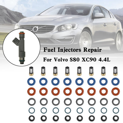 ya 1 8.12 baidi 8PCS Fuel Injectors Repair Seal Kit Filter Cap FJ1073 for Volvo S80 XC90 4.4L