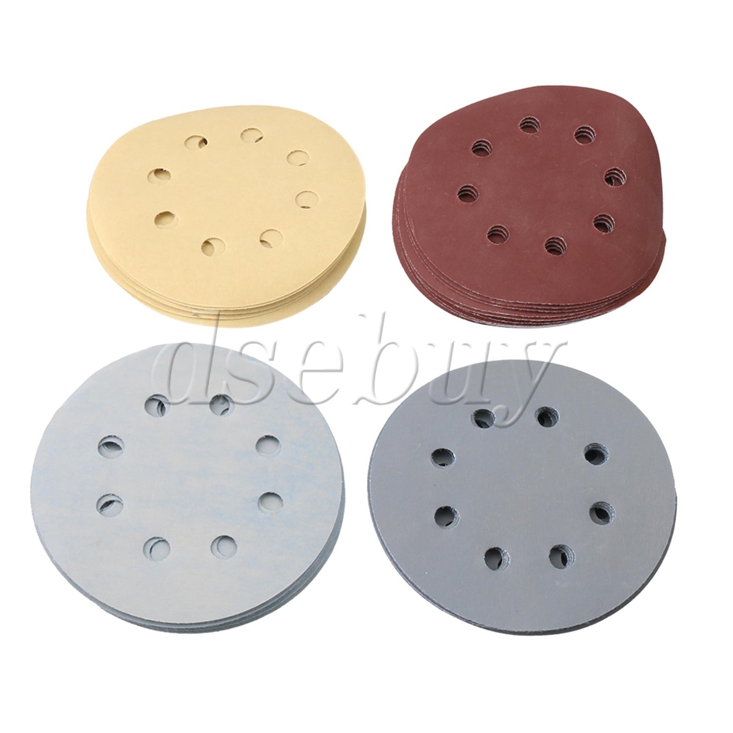 ya 14 50PCS 5 Inch Eight Hole Flocking Sandpaper Set Brown Wine 1500-7000