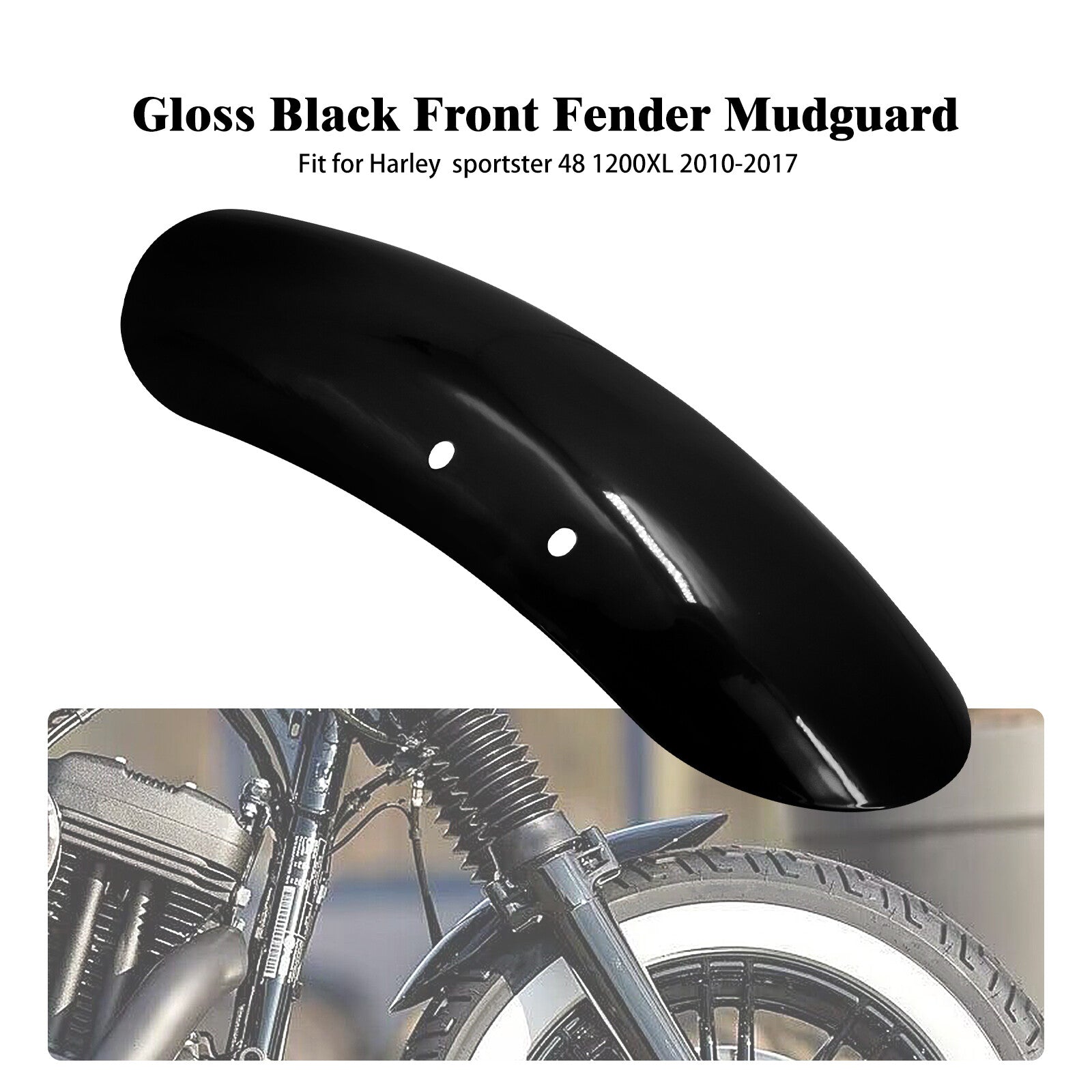 ya 7 6.10.2 Vivid Black Front Fender Mudguard Cover Fit for Harley Forty Eight 48 1200 10-22