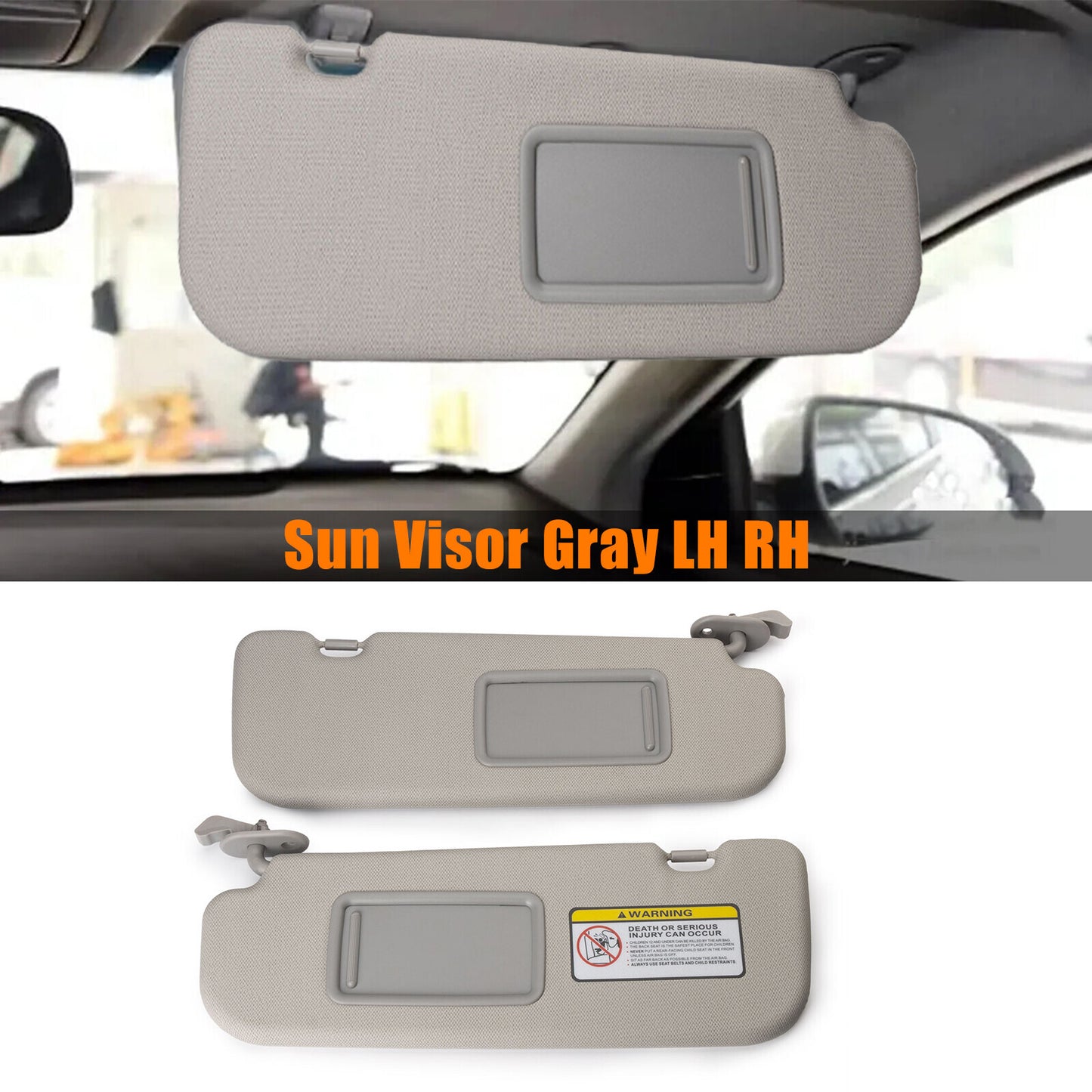 2PCS For 2011 2012-2016 for Hyundai for Elantra Gray Car Sun Visor Right +Left Side Pair