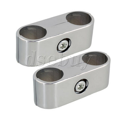 ya 14 2pcs Display Fittings Drying Rack Tube Two-way Connector 82x25mm Silver