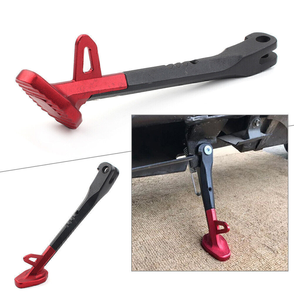 ya 4 6.17 220mm Universal Motorcycle Side Stand Leg Kickstand Supporter Aluminum Black+Red