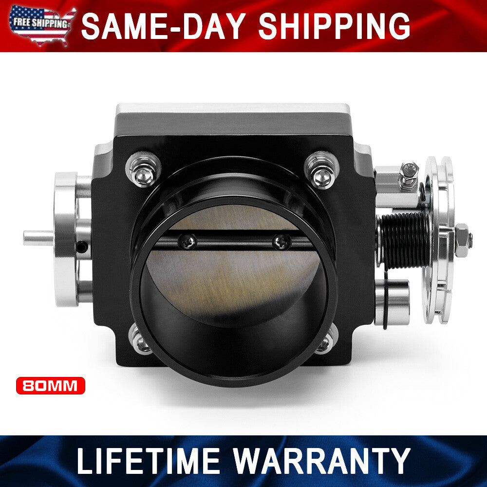 ya 27 7.20 Universal 80MM High Flow Intake Aluminum Manifold Billet Throttle Body Black