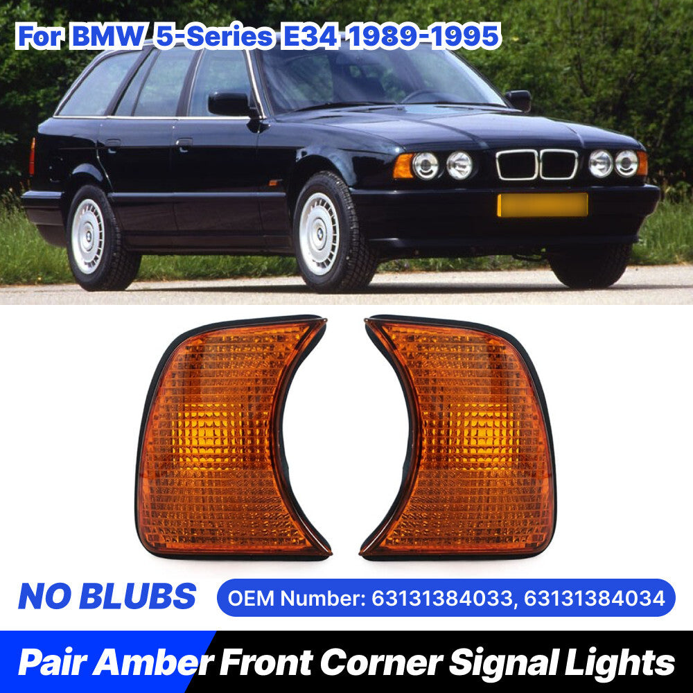 ya 3 6.25.3 Front Corner Turn Signal light Lamp Amber LH+RH for for BMW 5-Series E34 1989-1995