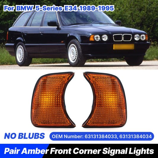 ya 3 6.25.3 Front Corner Turn Signal light Lamp Amber LH+RH for for BMW 5-Series E34 1989-1995