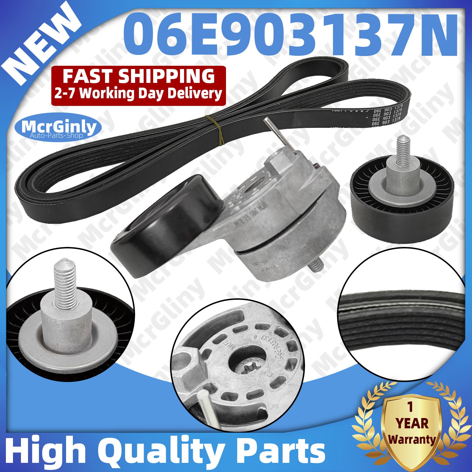 ya 3 6.24 3.0T Belt Tensioner Drive Kit 6PK2456 for Audi A6 Quattro 2009-2011 CAJA CCAA