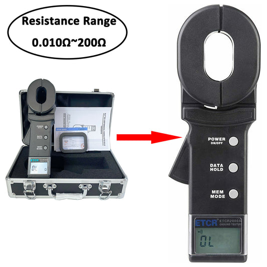 1¨GDigital Clamp on Ground Earth Resistance Tester ETCR2000A with Alarm Function