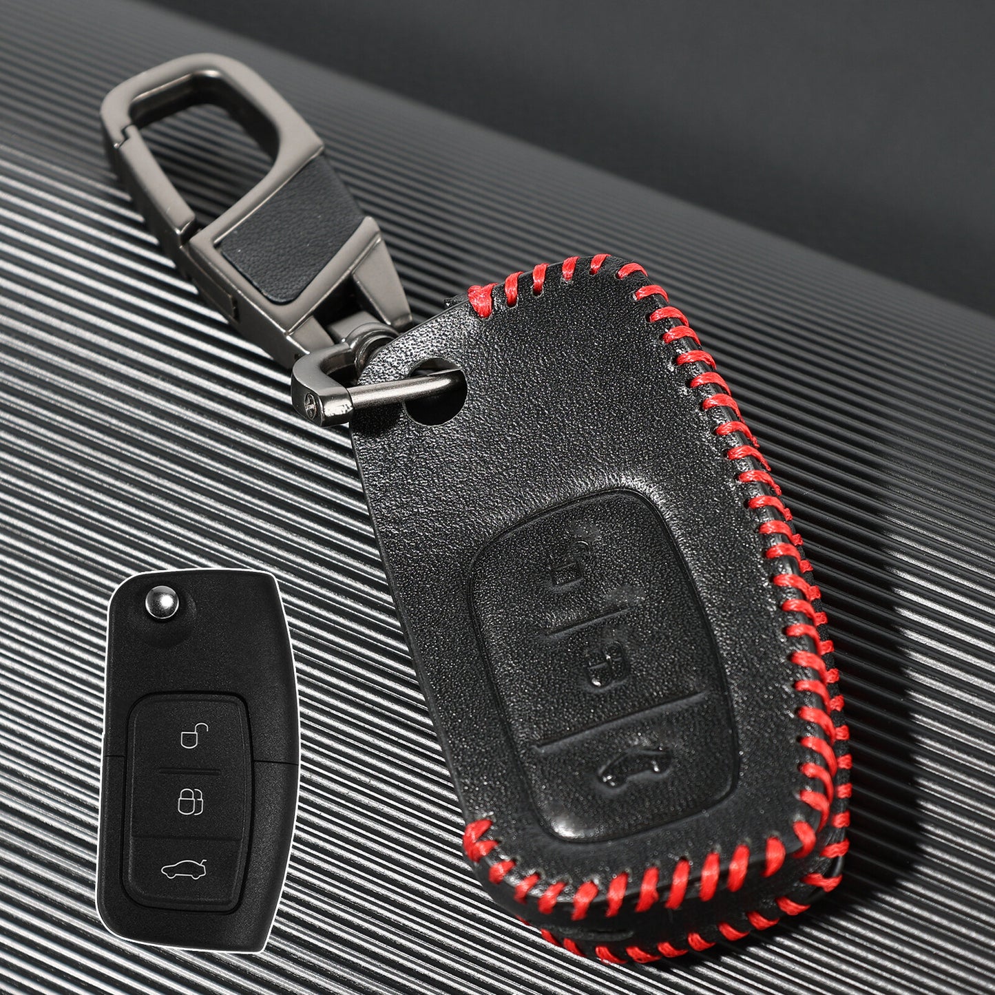 ya 5 8.7 Button Remote Key Chain Fob Case PU Leather for Ford Mondeo Focus Galaxy C Max