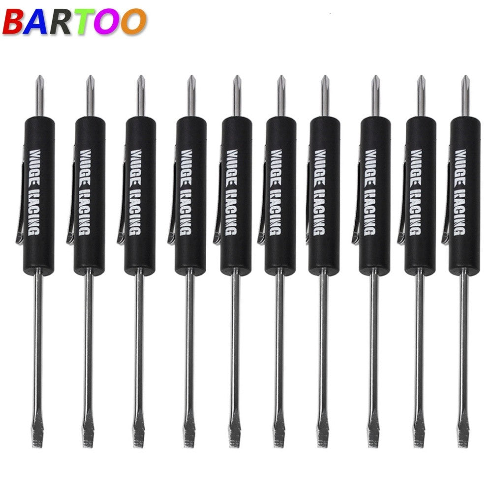 ya 28 10x Black Mini Pocket Screwdriver Phillips & Flat Head Tip w/Magnet and Clip