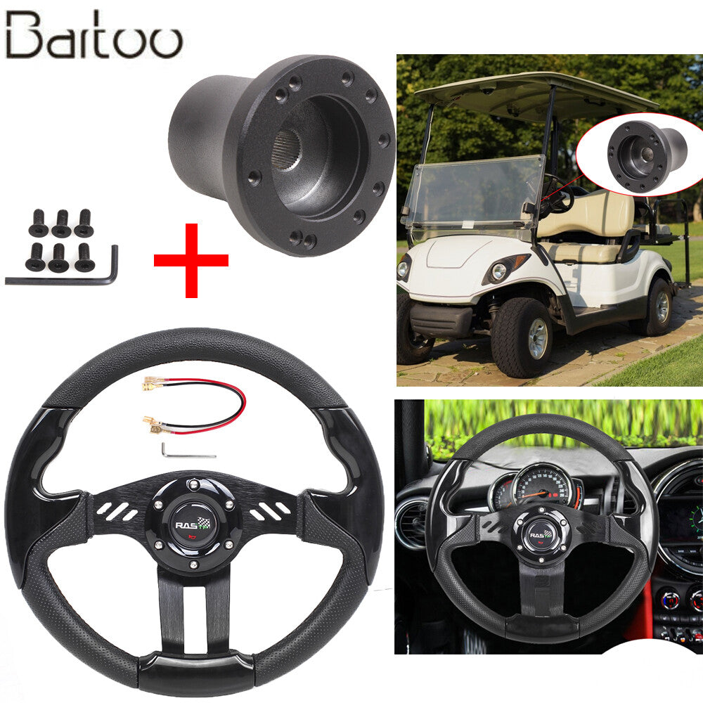 ya 5 6.16 13¡± Black for Golf Cart Steering Wheel Accessories+Adapter for EZGO TXT RXV