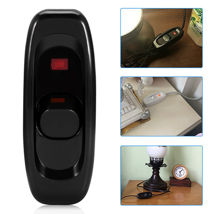 ya 14 Black AC 250V 10A Inline ON/OFF Table Desk Lamp Cord Cable Switch With LED