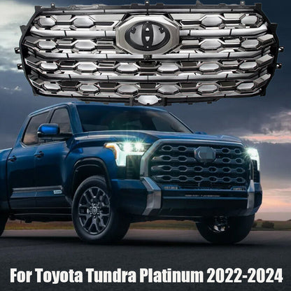 ya 11 10.28 Front Bumper Grille Grill Smoked Chrome Fit For Tundra Platinum 2022-2024 n