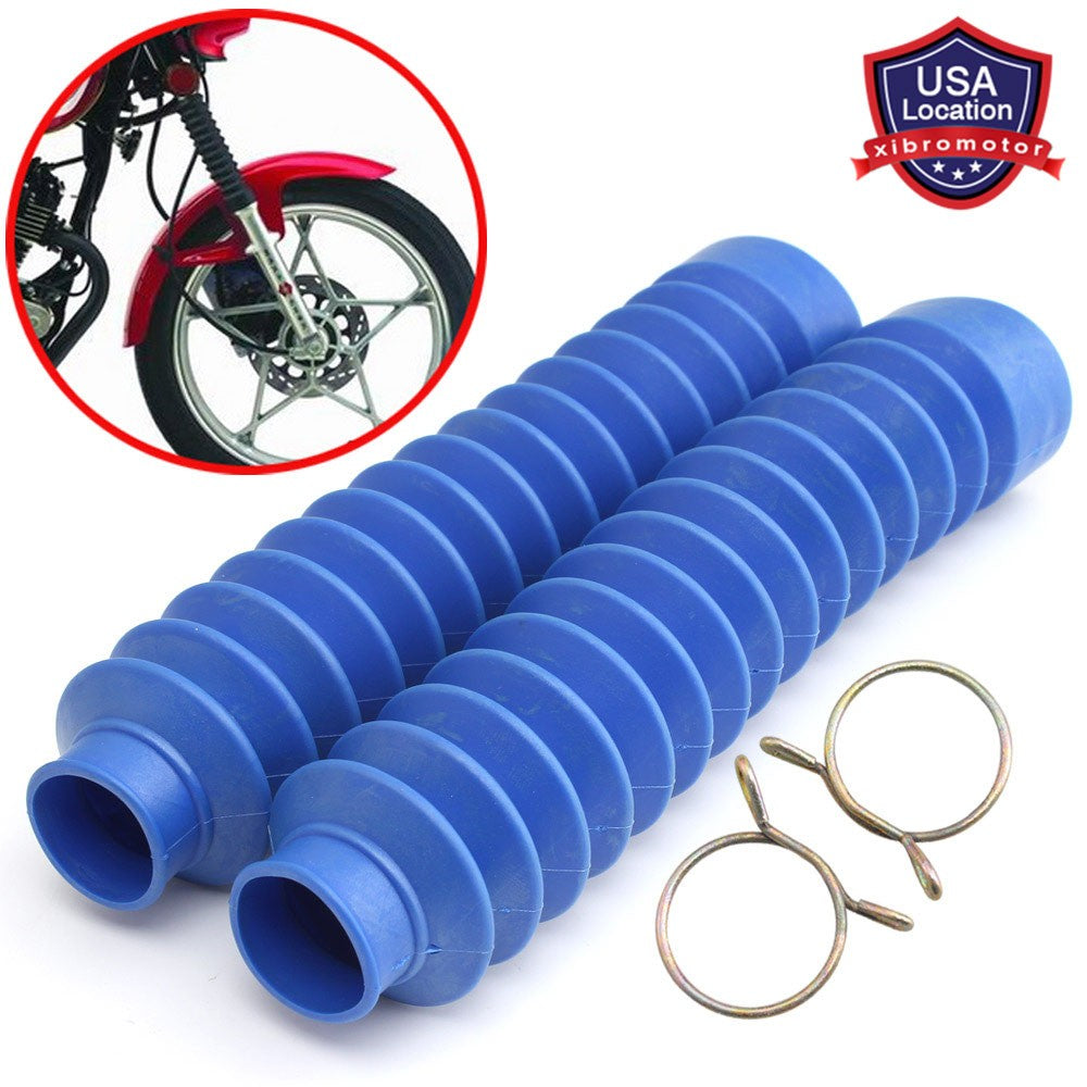 ya 4 6.17.2 1 Pair Blue Rubber Front Fork Dust Cover Boots Shock Absorber Gaiters Universal