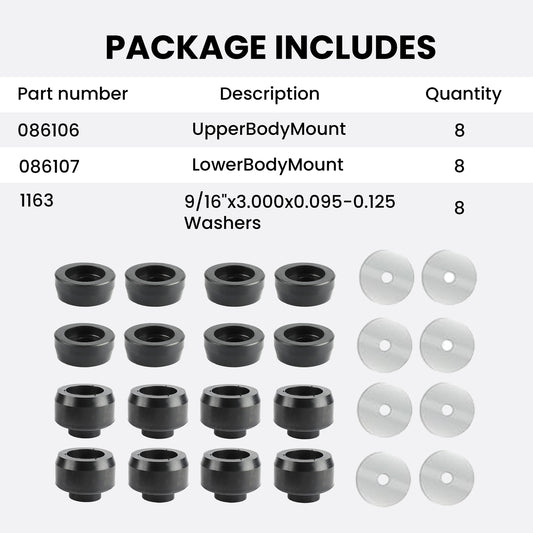 ya 4 6.17 7-141 Body and Cab Mount Bushing Kit for Chevy for Silverado for Sierra 1500 1999-2014