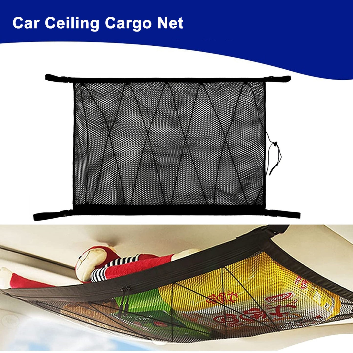 ya 5 6.16.2 for Ram 1500 Cab 2-Layers Roof Top Ceiling Cargo Net Pocket Mesh Bag Accessory