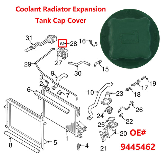 ya 7 6.10 Coolant Radiator Expansion Tank Cap Cover for Volvo V70 V90 XC70 XC90 # 9445462