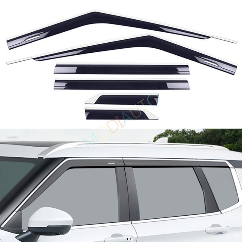 ya 4 6.17 for Mitsubishi for Outlander 22+ silver+black Window Visor Vent Sun Shade Rain Guard