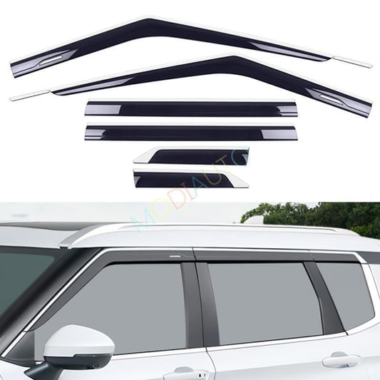 ya 4 6.17 for Mitsubishi for Outlander 22+ silver+black Window Visor Vent Sun Shade Rain Guard