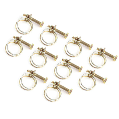 ya 14 Adjustable Double Wire Water Hose Clamp Pipe Clip Hoop Plumbing Part 21-25mm