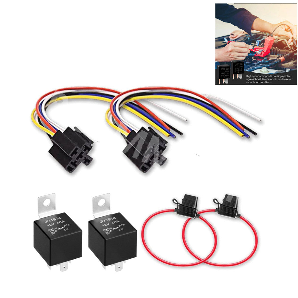 ya 13 5.27 Car 12V 30/40A 5-Pin Spdt Relay With Relay Socket Fuse Holder Automotive SPDT