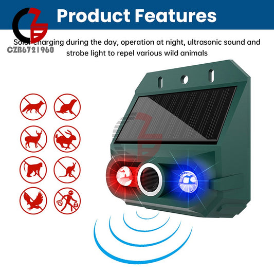 ya 14 Solar Ultrasonic Animal Repellent Repeller Dog Cat Skunk Deer Raccoon For Garden