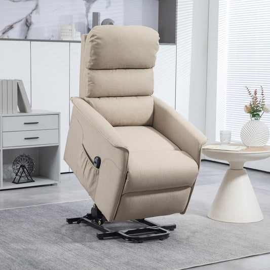 ya 28 Power Lift Beige Recliner Chair for Elderly,Remote, Side Pockets for Living Room