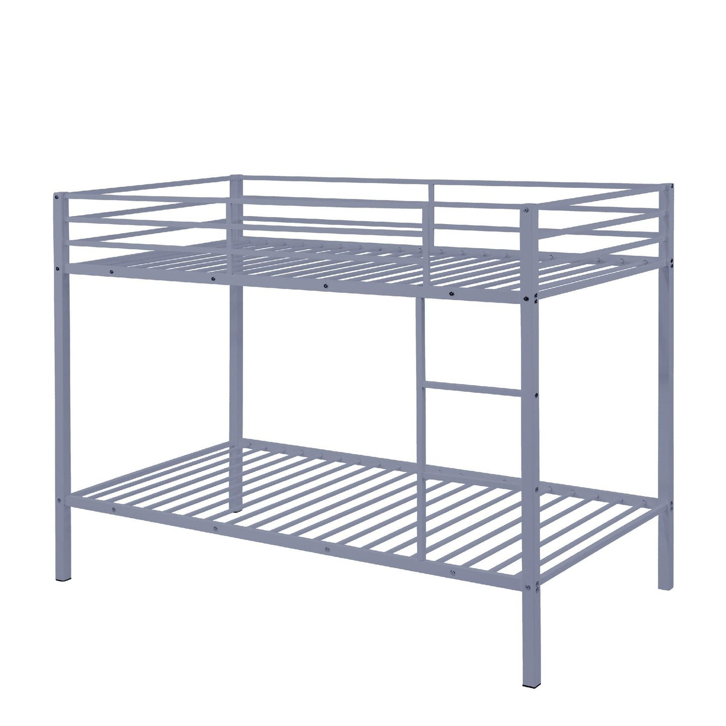 ya 28 Metal Bunk Bed Gray Twin Over Twin | Low Profile Design | Built-in Ladder