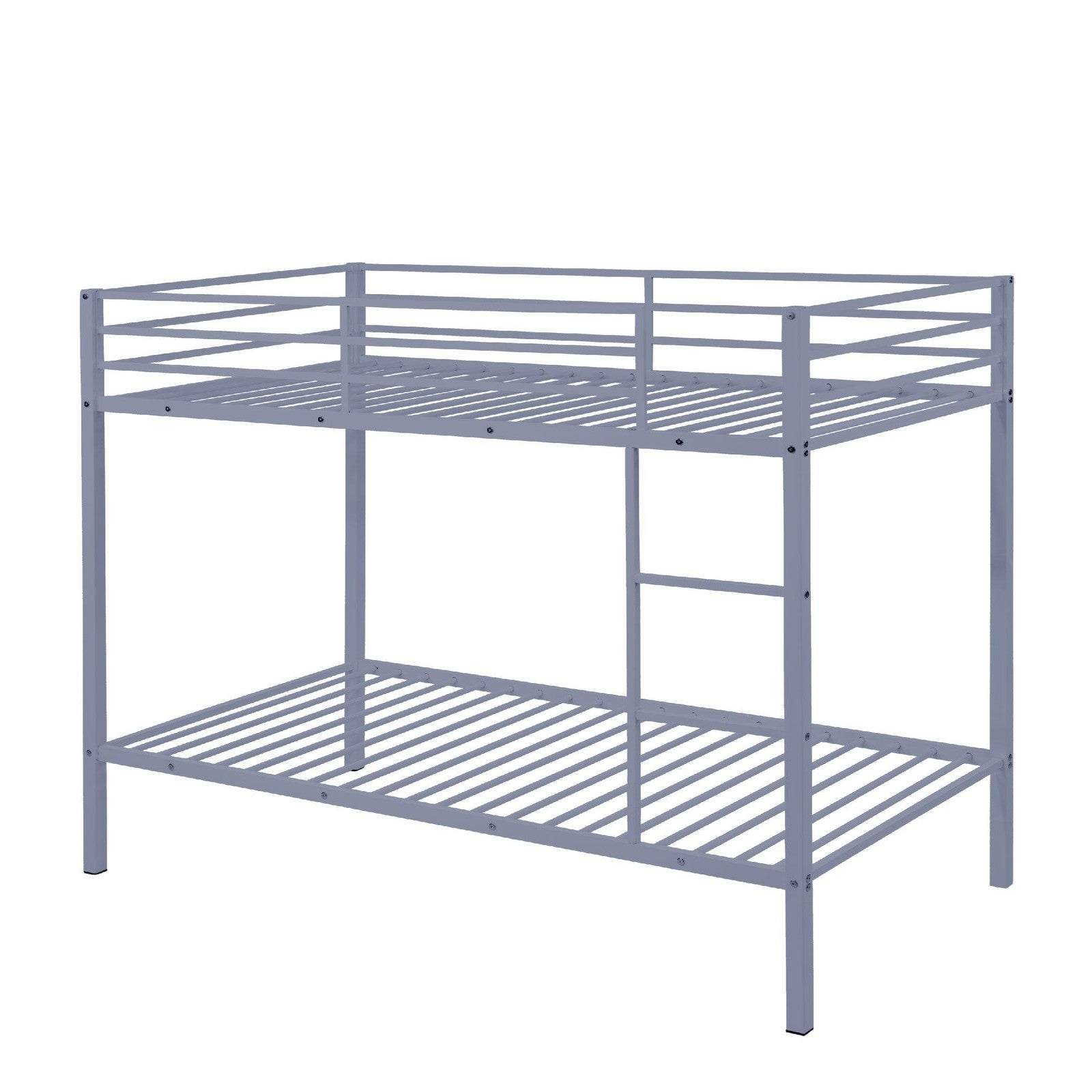 ya 28 Metal Bunk Bed Gray Twin Over Twin | Low Profile Design | Built-in Ladder