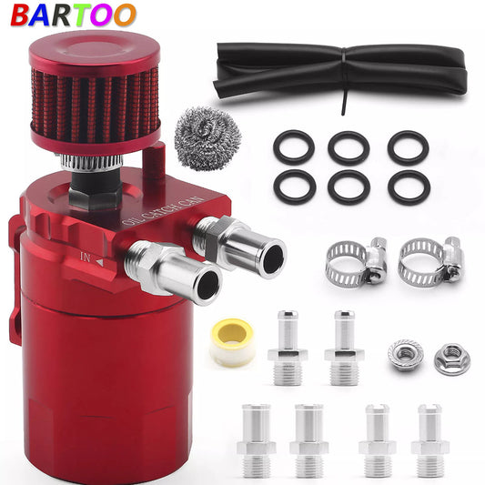 ya 27 6.21 Red 300ML Oil Catch Can Kit Universal Breather Baffled Aluminum Reservoir Tank