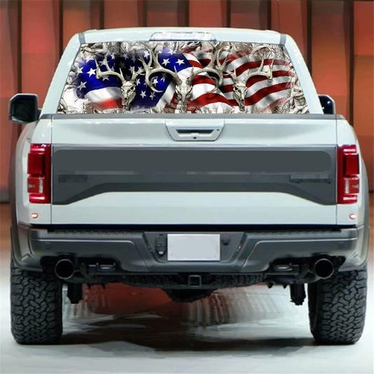 ya 1 7.8 Car Rear Window Decal Antelope Skull American Flag Sticker for Trucks SUV Car F