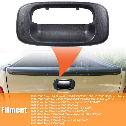ya 9 6.5 Tailgate Handle Bezel Cover Black for GMC for Sierra for Chevy for Silverado 1500 1999-2006