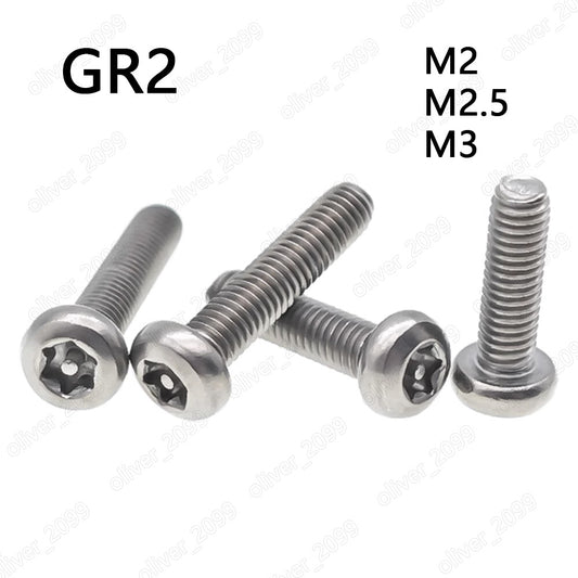 Titanium GR2 Pin Tamper Torx Soket Pan Head Security Screws M2/M2.5/M3