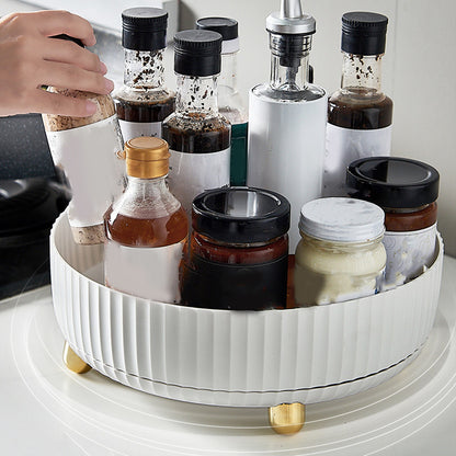 ya 25 White Rotating Spice Rack Round Versatile Sturdy Turntable Storage Contain