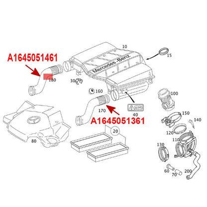 ya 5 8.7 1 Pair Left and Right Air Intake Hose for for benz X164 GL 450 GL 550 W164 ML 500