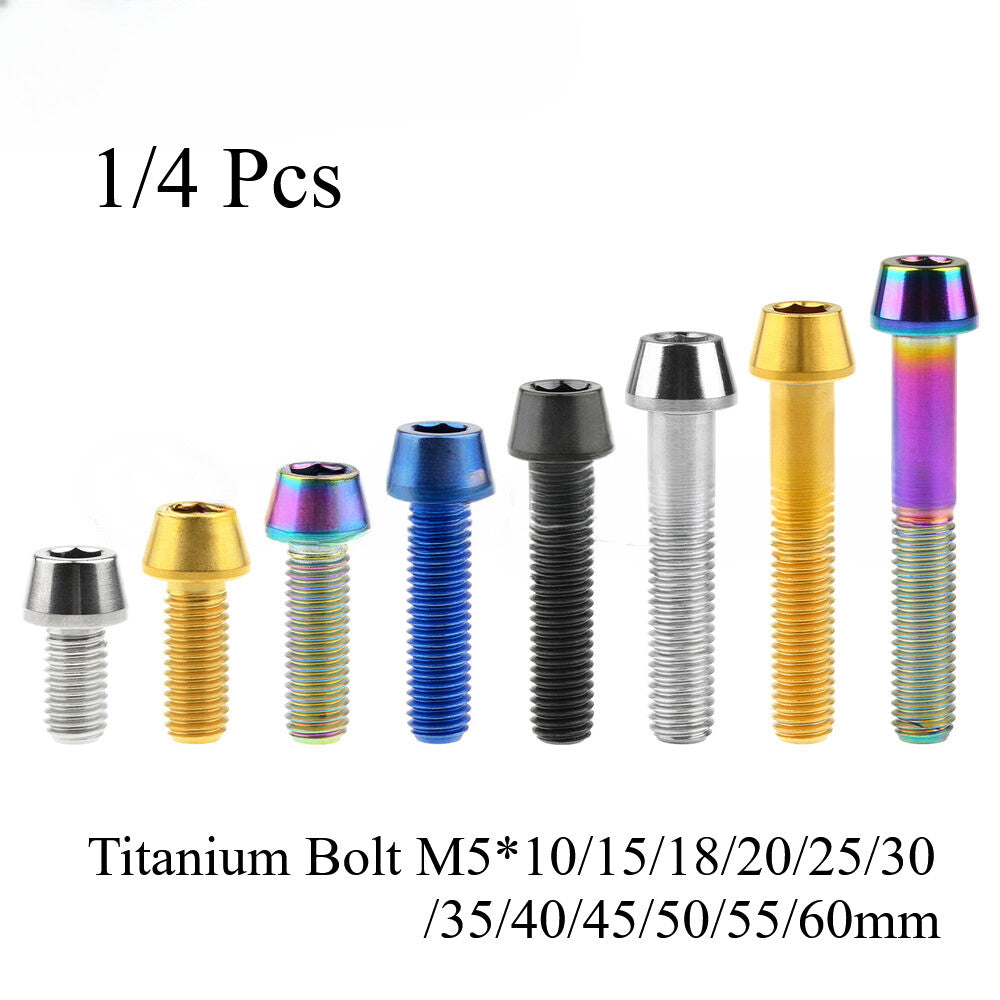 M5 Titanium Bolt DIN912 Taper Hex Screws 9 16 18 20 25 30 35 40 45 50 55 60mm