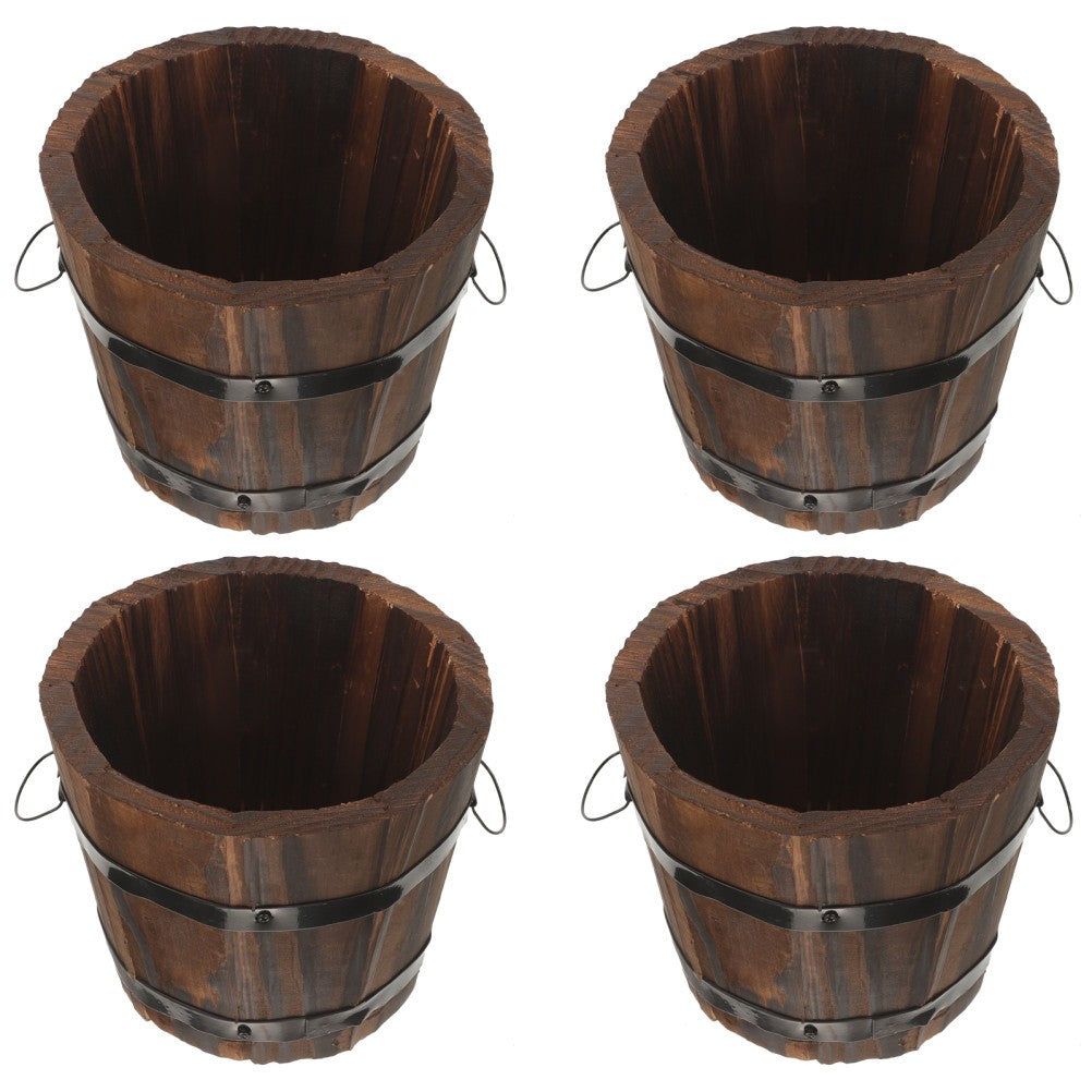 ya 14 4x Half Whiskey Barrel Wooden Planter Round Plant Pot Outdoor Garden
