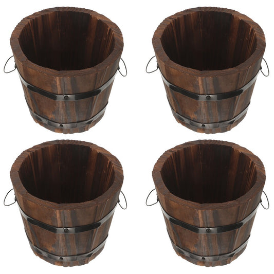 ya 14 4x Half Whiskey Barrel Wooden Planter Round Plant Pot Outdoor Garden
