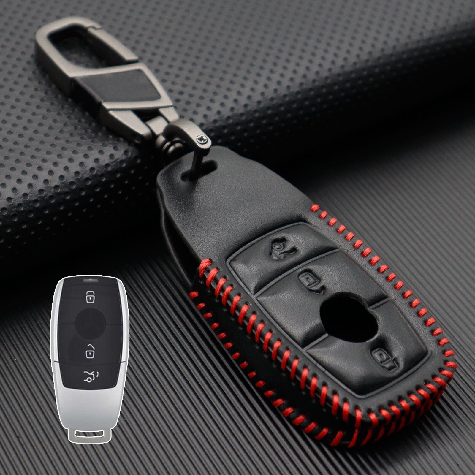 ya 5 8.7 Leather Car Remote Key Fob Case Cover for Mercedes-benz E S Class E300 KeyRing