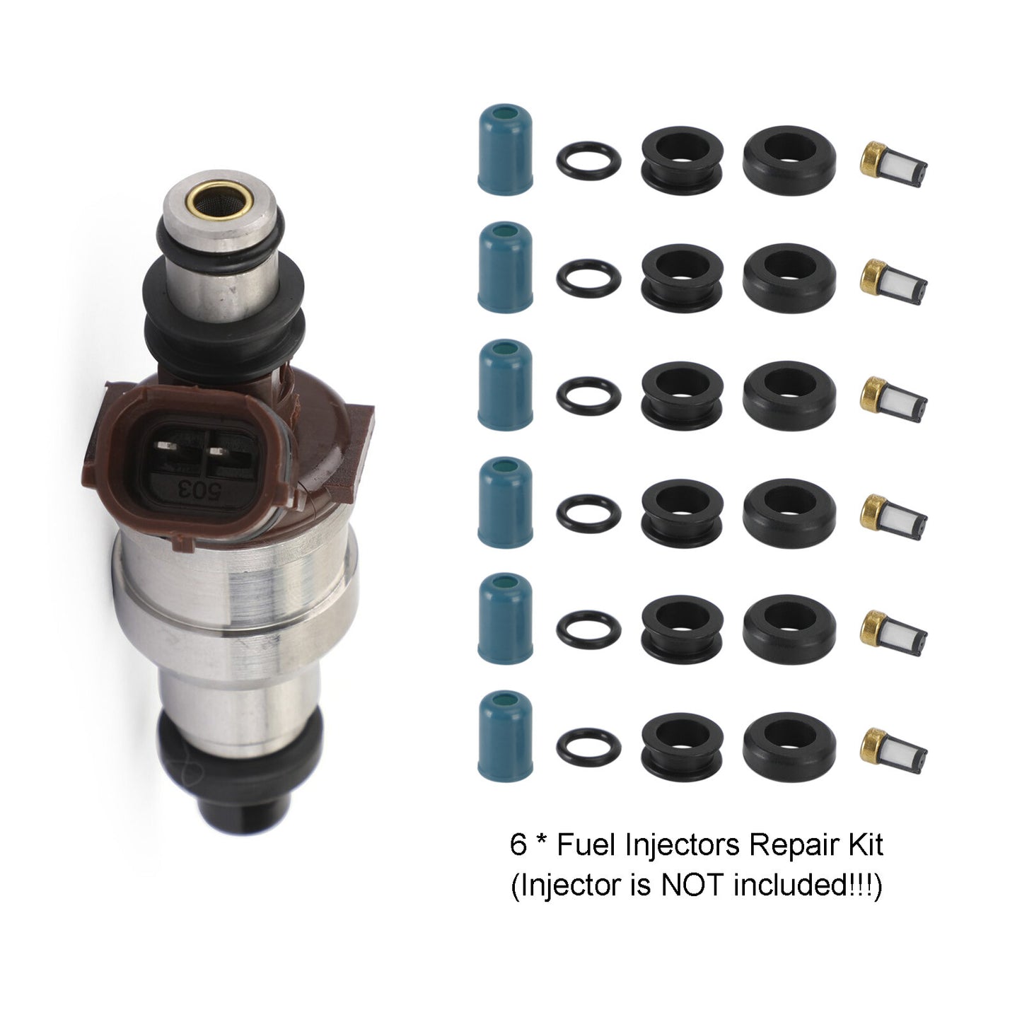 ya 1 8.5.2 6PCS Fuel Injectors Repair Seal Rebuild Kit for 3VZE 1988-1995 3.0L Truck