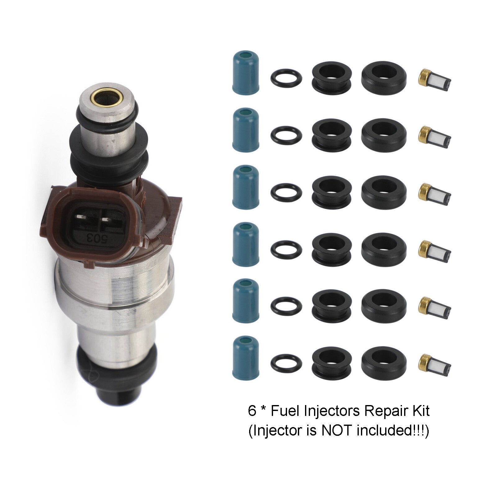 ya 1 8.5.2 6PCS Fuel Injectors Repair Seal Rebuild Kit for 3VZE 1988-1995 3.0L Truck