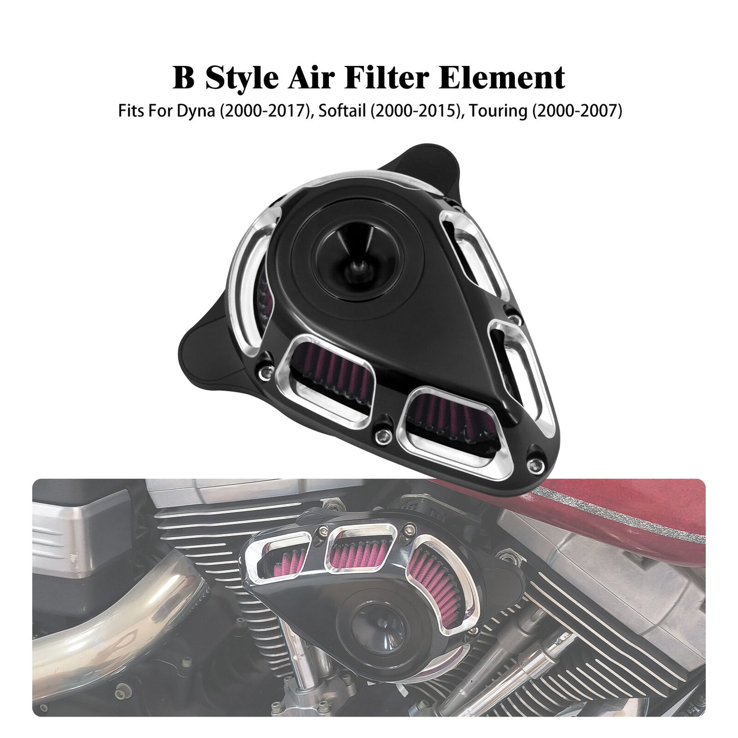 ya 8 5.26 Turnable Air Filter Red Intake for Harley Touring Road Electra Glide 2000-2007
