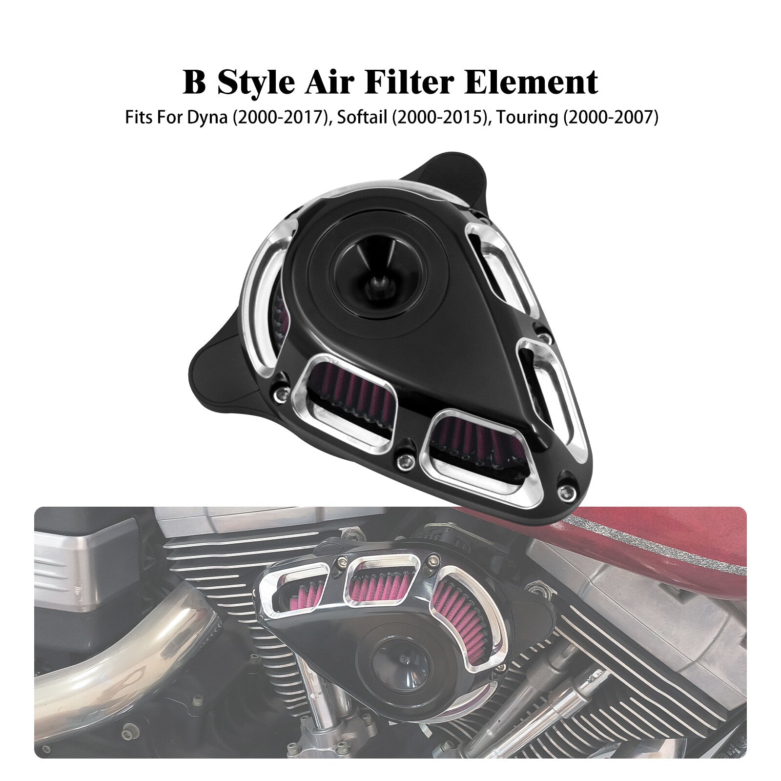 ya 8 5.26 Turnable Air Filter Red Intake for Harley Touring Road Electra Glide 2000-2007