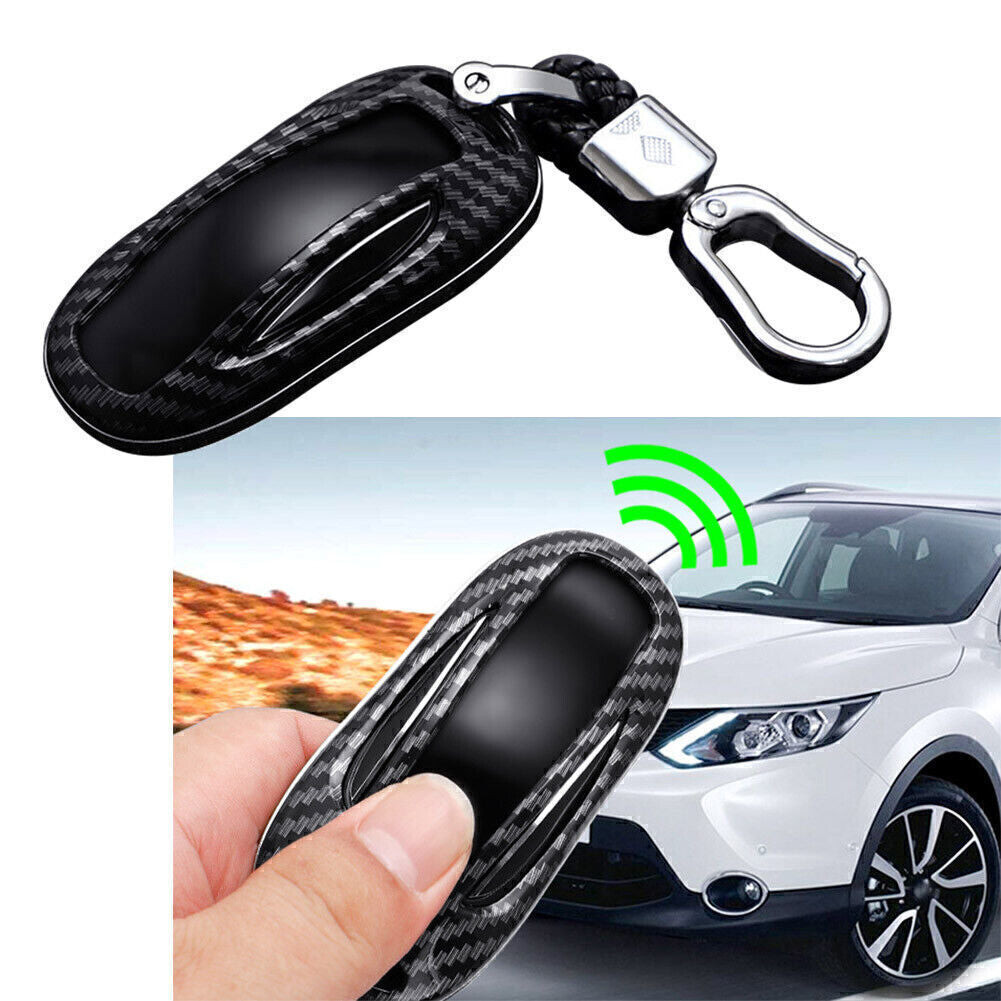 ya 10 5.28 for Tesla Model X Black Carbon Fiber Style Car for Smart Key Fob Case Cover