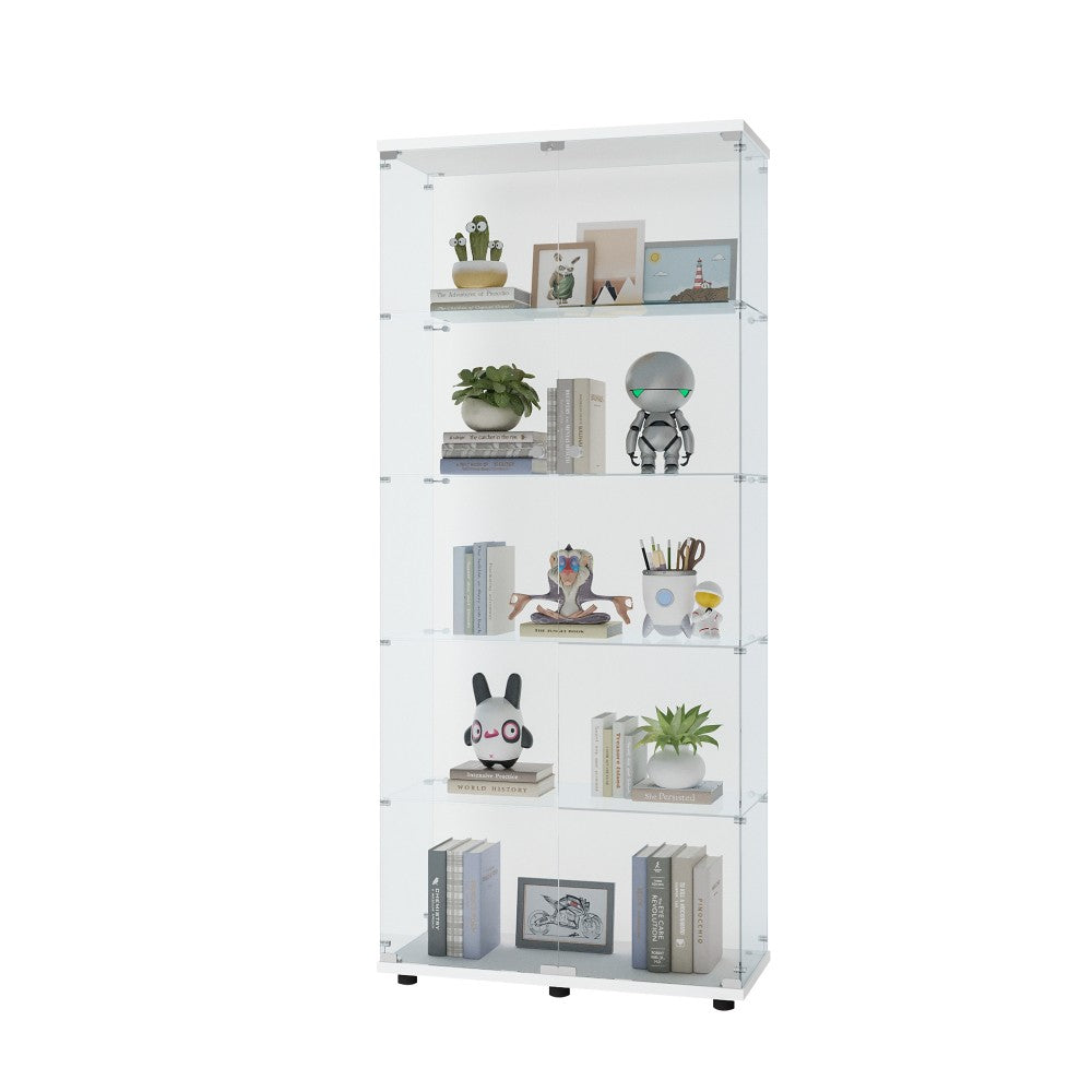 ya 28 Two Door White Glass Cabinet Glass Display Cabinet with 5 Shelves