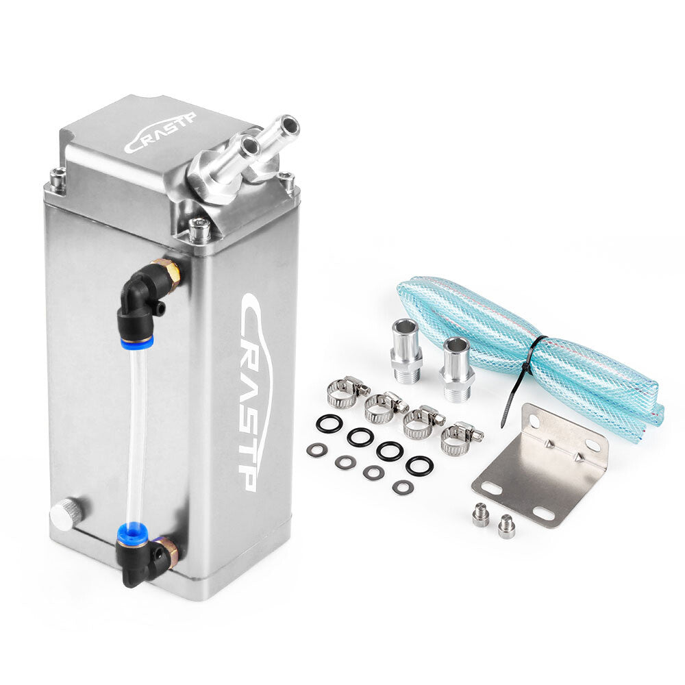 ya 27 6.21 Square Shape Engine Oil Catch Can Tank Reservoir Breather Fuel Tank Silver