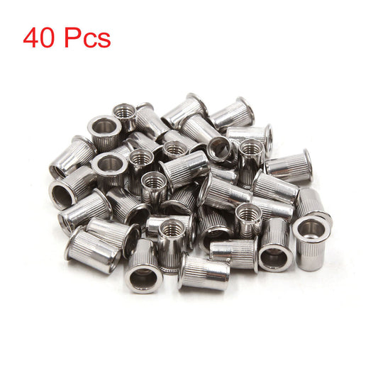 ya 2 7.15 40pcs M8 Thread 304 Stainless Steel Flat Head Rivet Nut Insert for Car