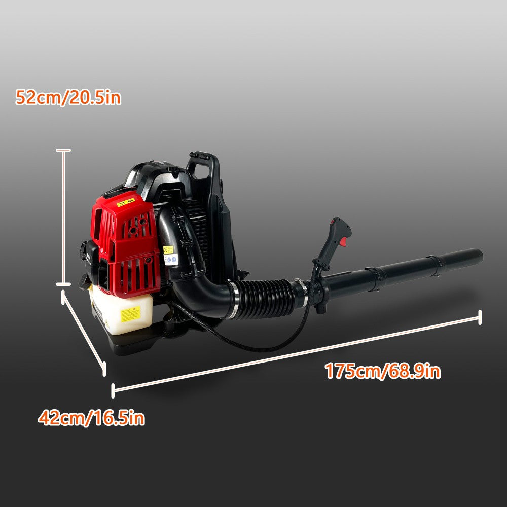 ya 28 For Grass/Snow 76CC Backpack Gas Leaf Blower 660CFM/200MPH,4-Stroke EPA ,Red