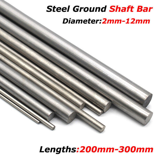 200mm-300mm Silver Steel Ground Shaft Bar Diameter 2mm - 12mm Round Shaft Rod
