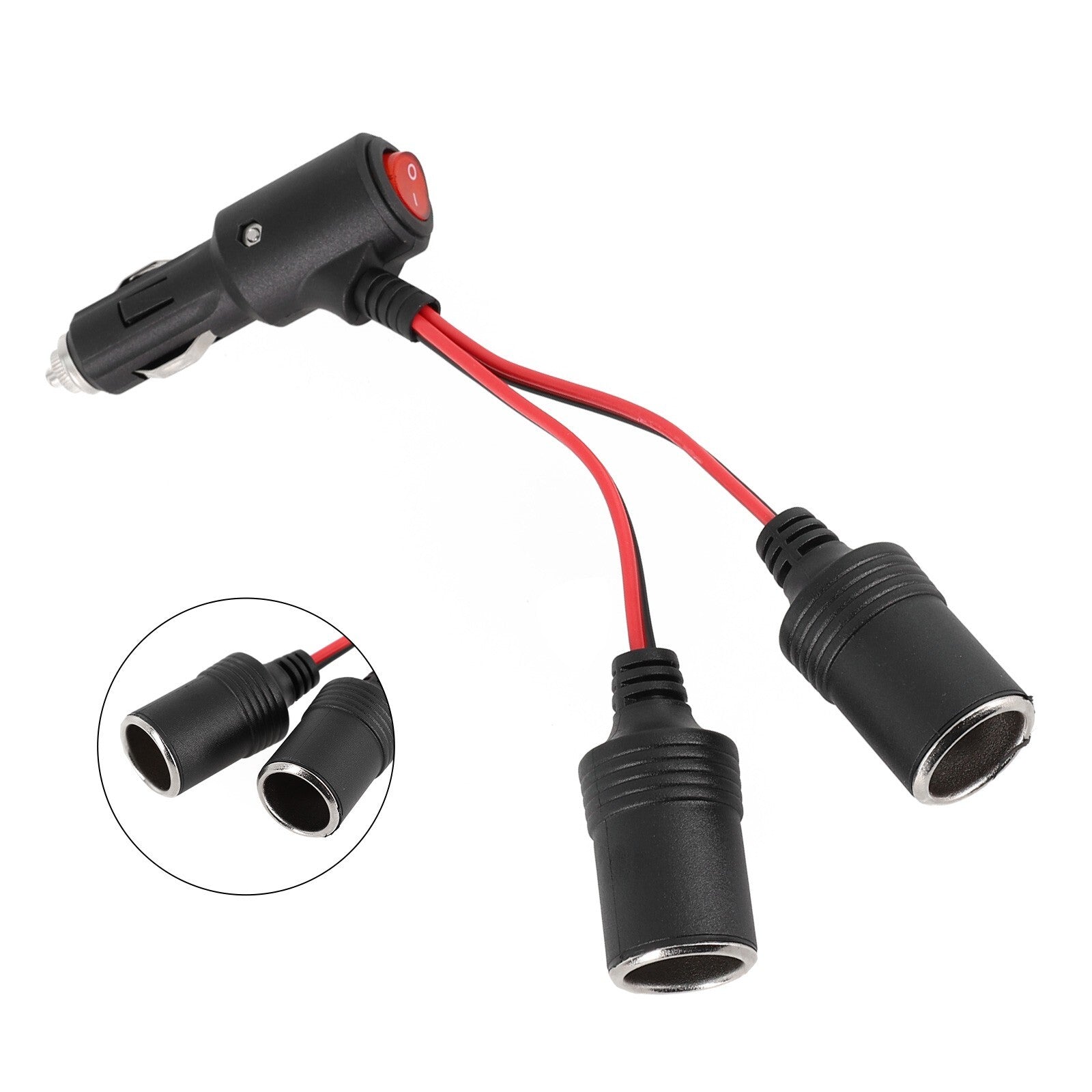 ya 5 8.7 Heavy duty 12V 24V Male to 2 Female Y Splitter Adapter for Car Sockets