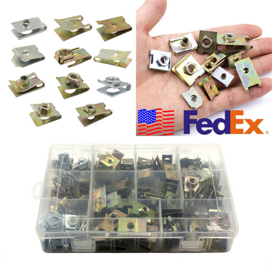ya 5 8.7 150Pcs Universal Metal U-Type Base Fender Bumper Leaf Board Fastener Clip Gasket